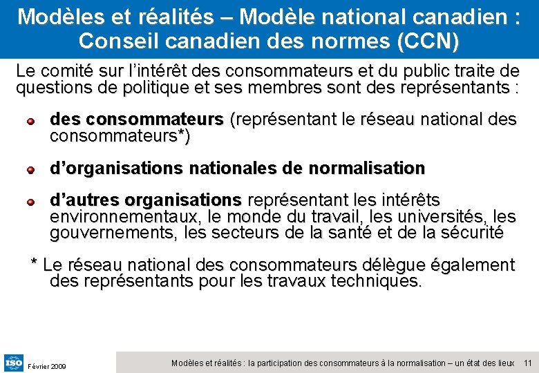 Modèles et réalités – Modèle national canadien : Conseil canadien des normes (CCN) Le