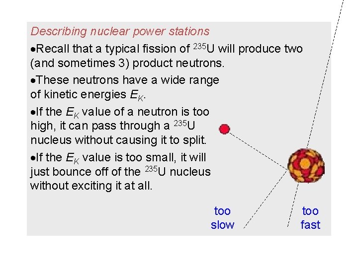 Describing nuclear power stations Recall that a typical fission of 235 U will produce