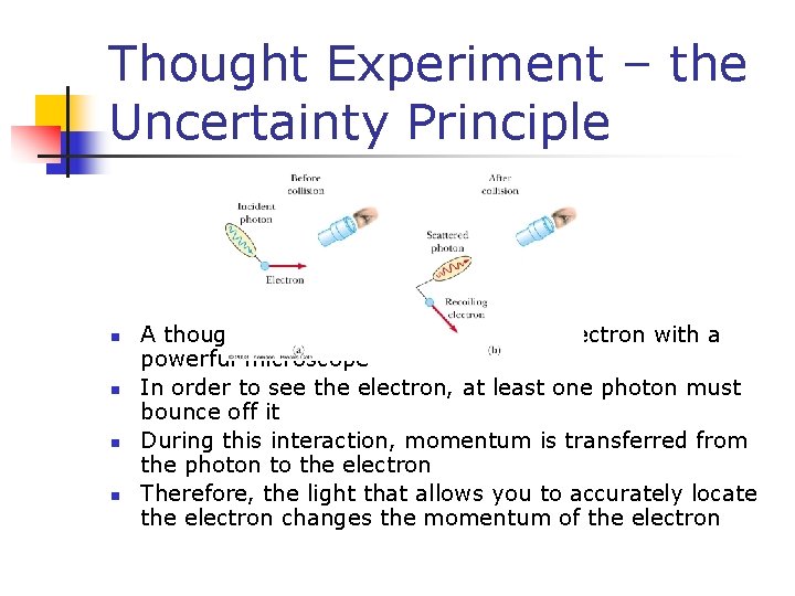 Thought Experiment – the Uncertainty Principle n n A thought experiment for viewing an