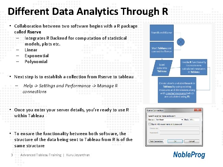 Tableau Software Integration R Advanced Tableau Training Prepared by Kuru Jeyanthan Sr