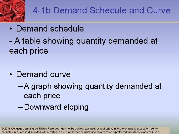 4 -1 b Demand Schedule and Curve • Demand schedule - A table showing