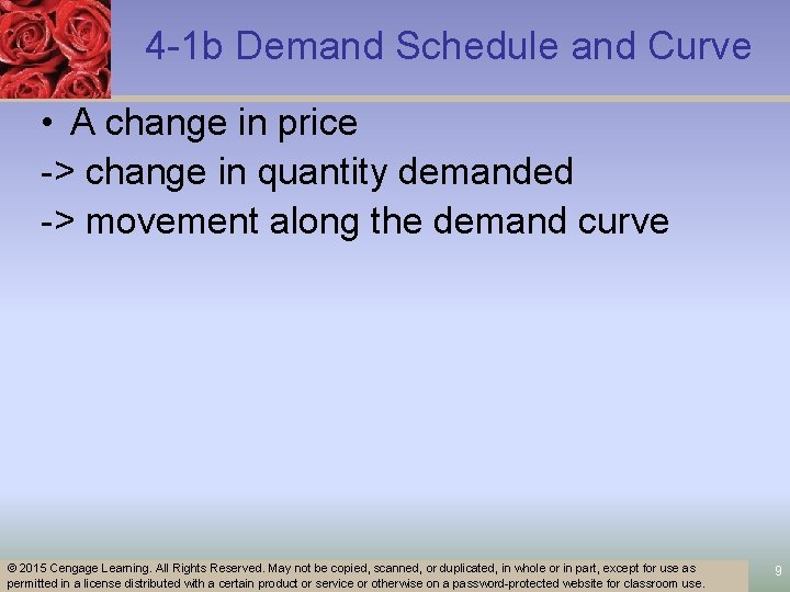 4 -1 b Demand Schedule and Curve • A change in price -> change