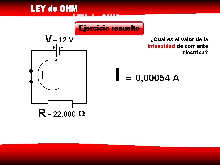 ¿Cuál es el valor de la Intensidad de corriente eléctrica? 