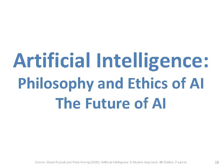 Artificial Intelligence: Philosophy and Ethics of AI The Future of AI Source: Stuart Russell