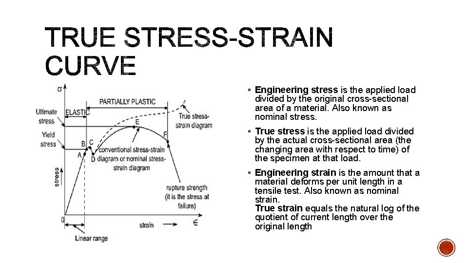 § Engineering stress is the applied load divided by the original cross-sectional area of