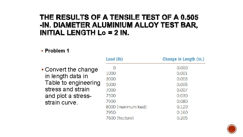 § Problem 1 § Convert the change in length data in Table to engineering