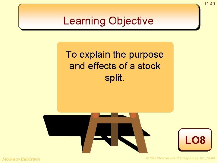 11 -40 Learning Objective To explain the purpose and effects of a stock split.
