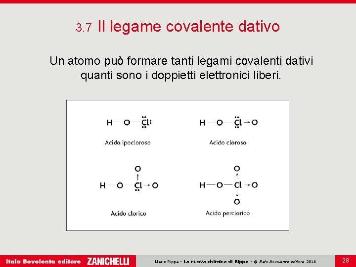 3. 7 Il legame covalente dativo Un atomo può formare tanti legami covalenti dativi