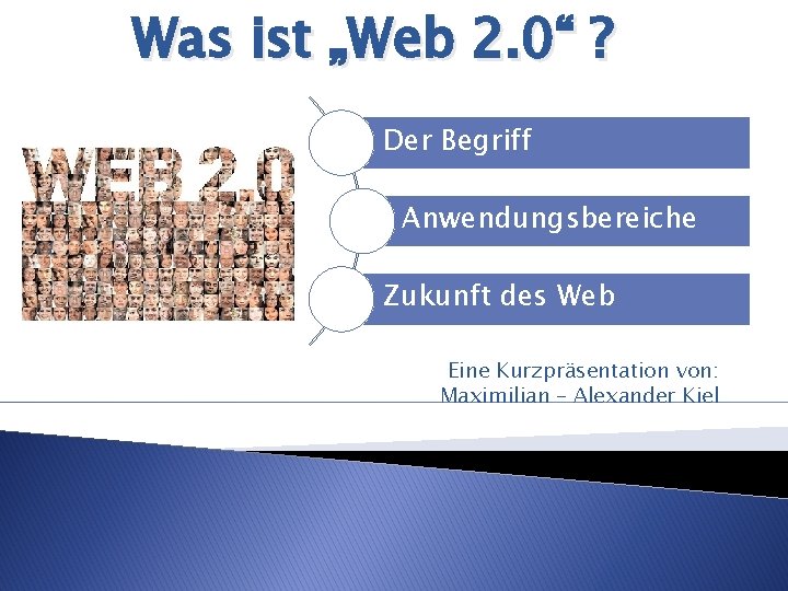 Was ist „Web 2. 0“ ? Der Begriff Anwendungsbereiche Zukunft des Web Eine Kurzpräsentation