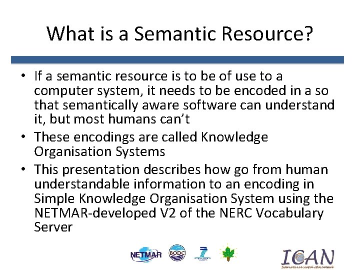 What is a Semantic Resource? • If a semantic resource is to be of