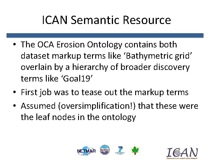 ICAN Semantic Resource • The OCA Erosion Ontology contains both dataset markup terms like