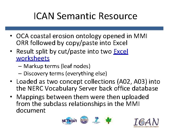 ICAN Semantic Resource • OCA coastal erosion ontology opened in MMI ORR followed by