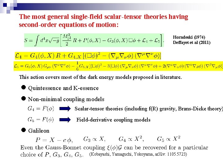 The most general single-field scalar-tensor theories having second-order equations of motion: Horndeski (1974) Deffayet