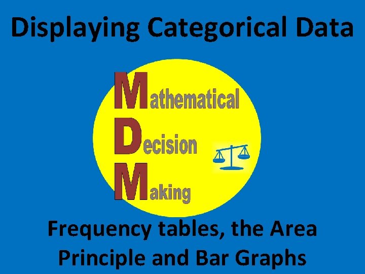 Displaying Categorical Data Frequency tables, the Area Principle and Bar Graphs 