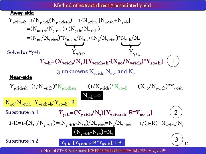 Method of extract direct associated yield Away-side Y -rich+h=1/N -rich(N -rich+h) =1/N -rich [N