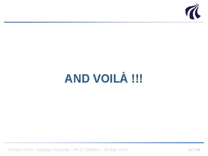 AND VOILÀ !!! Hicham Johra - Aalborg University – Ph. D. Defence - 29