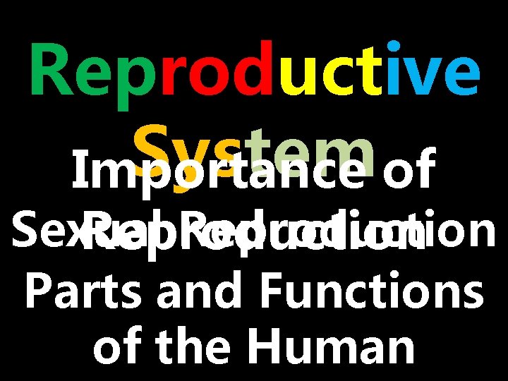 Reproductive System Importance of Sexual Reproduction Parts and Functions of the Human 