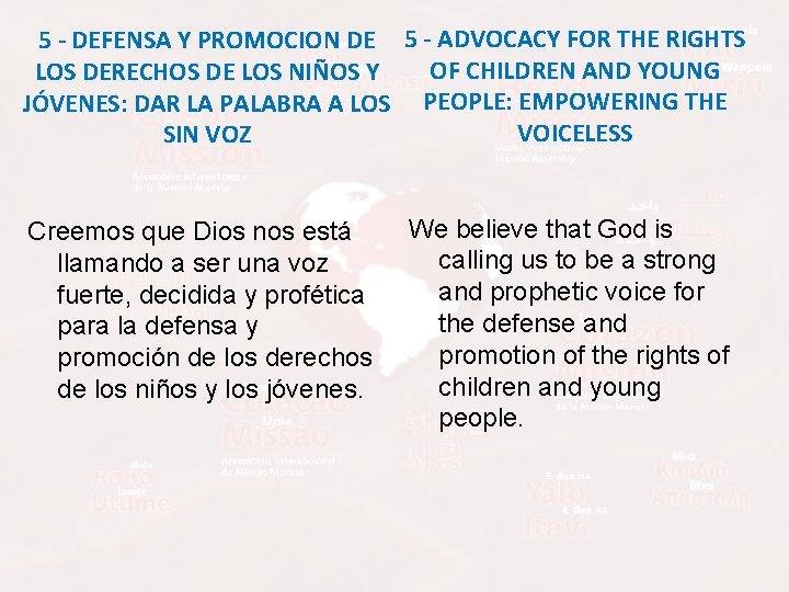 5 - DEFENSA Y PROMOCION DE 5 - ADVOCACY FOR THE RIGHTS OF CHILDREN