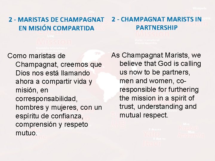 2 - MARISTAS DE CHAMPAGNAT EN MISIÓN COMPARTIDA 2 - CHAMPAGNAT MARISTS IN PARTNERSHIP