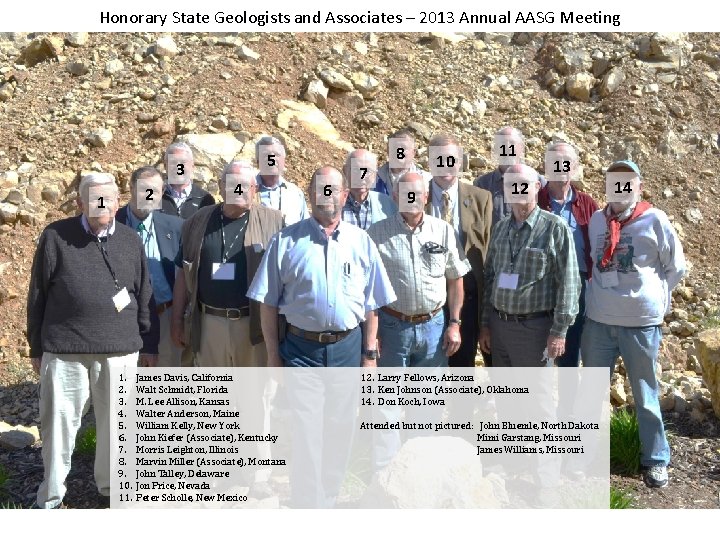 Honorary State Geologists and Associates – 2013 Annual AASG Meeting 3 2 1 1.