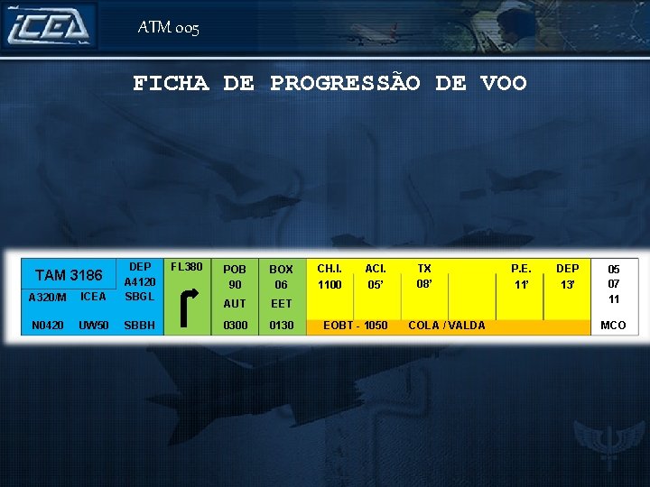 ATM 005 FICHA DE PROGRESSÃO DE VOO A 320/M ICEA DEP A 4120 SBGL