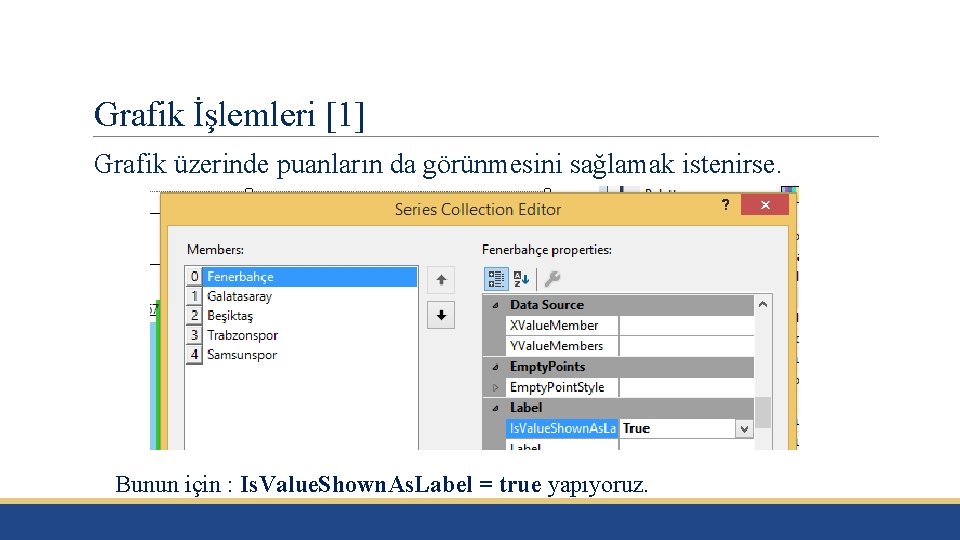 Grafik İşlemleri [1] Grafik üzerinde puanların da görünmesini sağlamak istenirse. Bunun için : Is.