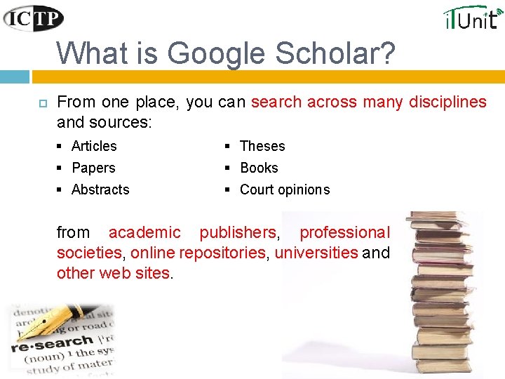 What is Google Scholar? From one place, you can search across many disciplines and