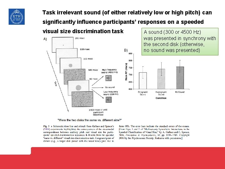 Task irrelevant sound (of either relatively low or high pitch) can significantly influence participants’