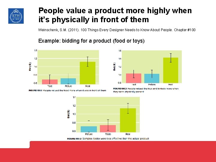 People value a product more highly when it’s physically in front of them Weinschenk,
