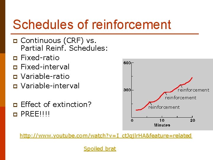 Schedules of reinforcement p p p p Continuous (CRF) vs. Partial Reinf. Schedules: Fixed-ratio