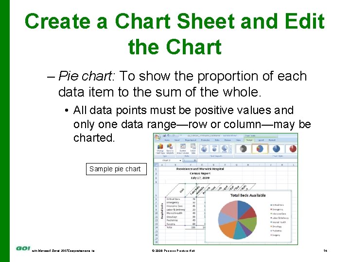 Create a Chart Sheet and Edit the Chart – Pie chart: To show the