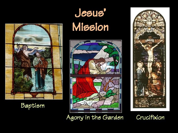 Jesus’ Mission Baptism Agony in the Garden Crucifixion 