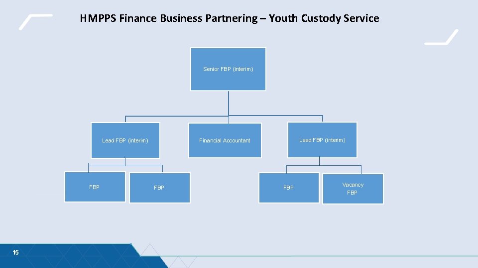 HMPPS Finance Business Partnering – Youth Custody Service Senior FBP (interim) FBP 15 Lead HMPPS Finance Business Partnering – Youth Custody Service Senior FBP (interim) FBP 15 Lead