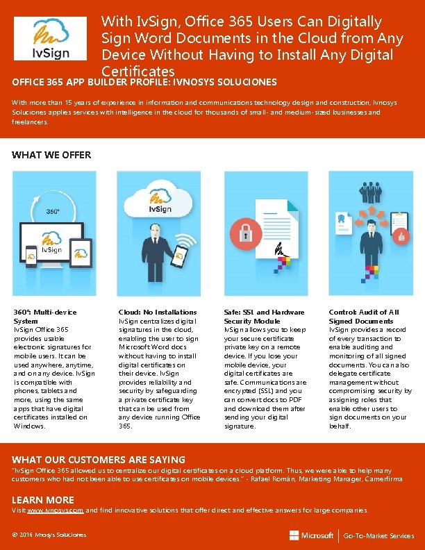 With Iv. Sign, Office 365 Users Can Digitally Sign Word Documents in the Cloud With Iv. Sign, Office 365 Users Can Digitally Sign Word Documents in the Cloud
