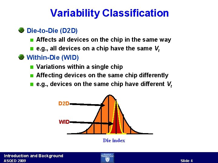 Variability Classification Die-to-Die (D 2 D) Affects all devices on the chip in the