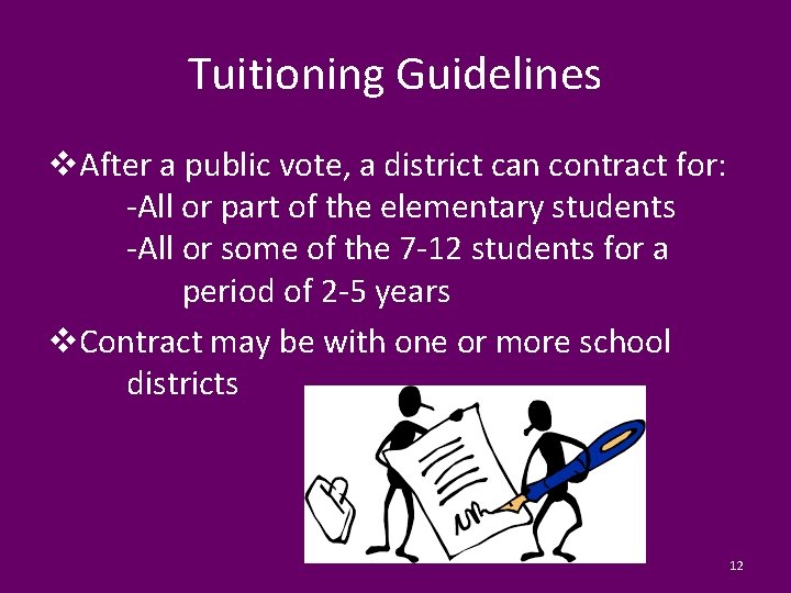 Tuitioning Guidelines v. After a public vote, a district can contract for: -All or