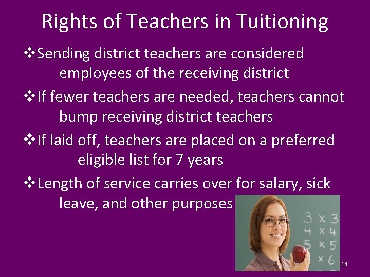 Rights of Teachers in Tuitioning v. Sending district teachers are considered employees of the