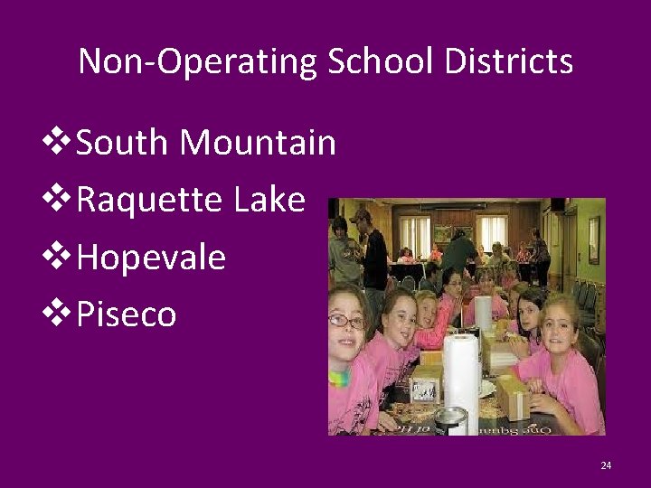 Non-Operating School Districts v. South Mountain v. Raquette Lake v. Hopevale v. Piseco 24