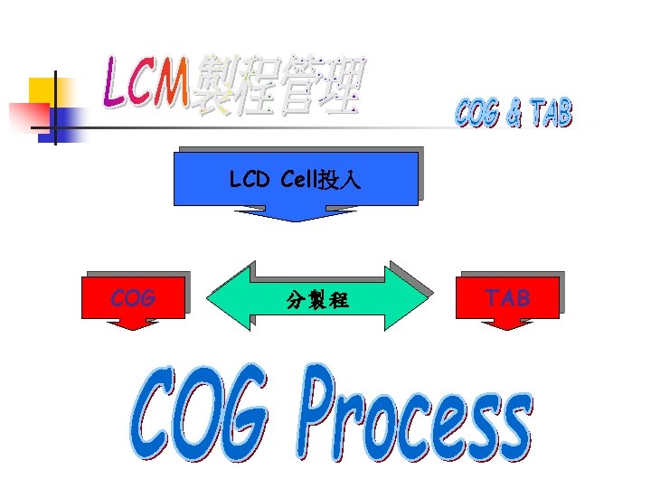 LCD Cell投入 COG 分製程 TAB 
