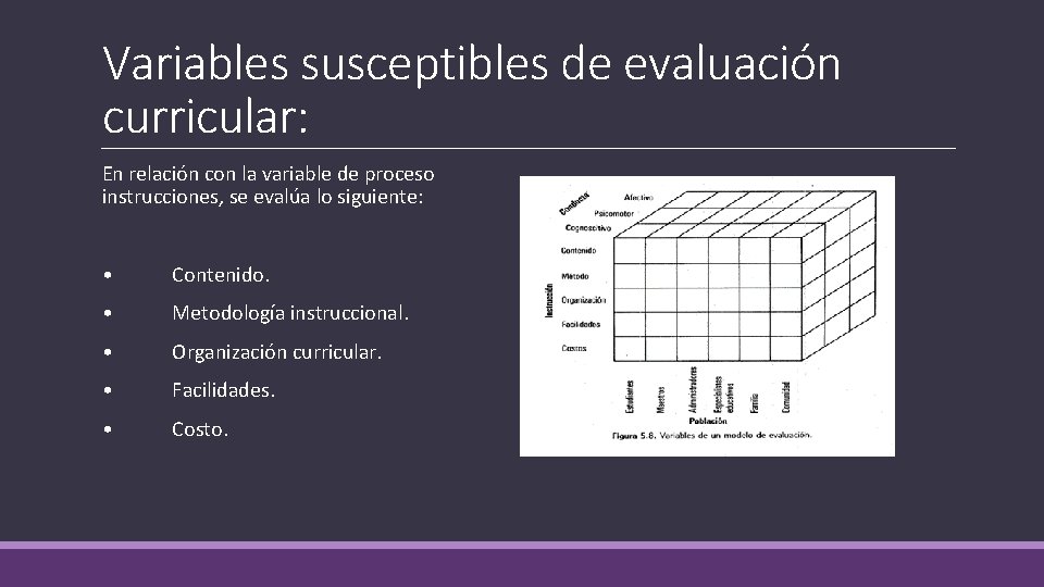 Variables susceptibles de evaluación curricular: En relación con la variable de proceso instrucciones, se