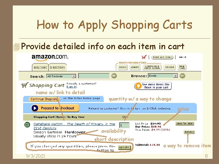 How to Apply Shopping Carts 4 Provide detailed info on each item in cart