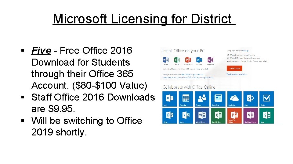 Microsoft Licensing for District § Five - Free Office 2016 Download for Students through