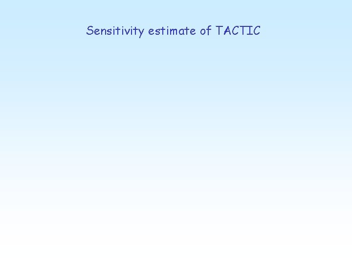 Sensitivity estimate of TACTIC 