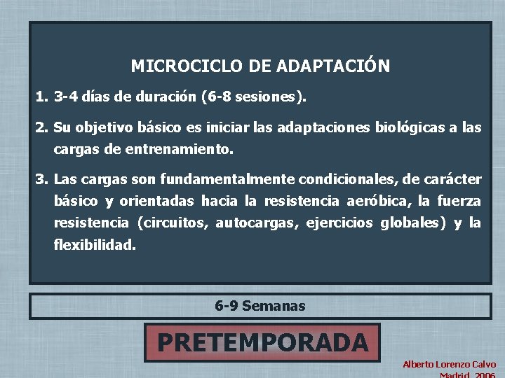 (2 -3 Microciclos) (3 -4 Días) 1. 3 -4 días de duración (6 -8