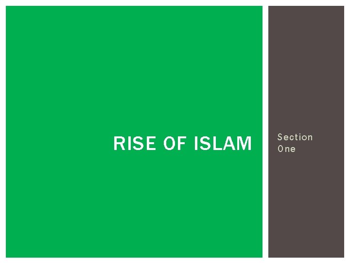 RISE OF ISLAM Section One 