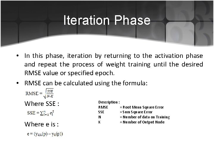 Iteration Phase • In this phase, iteration by returning to the activation phase and