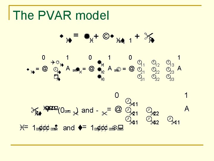 The PVAR model w it = ®i+ ©w i; t¡ 0 1 1 +