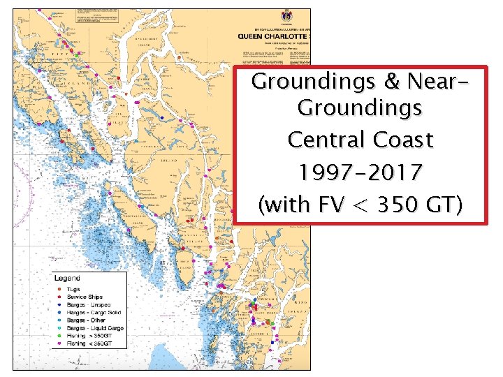 Groundings & Near. Groundings Central Coast 1997 -2017 (with FV < 350 GT) 