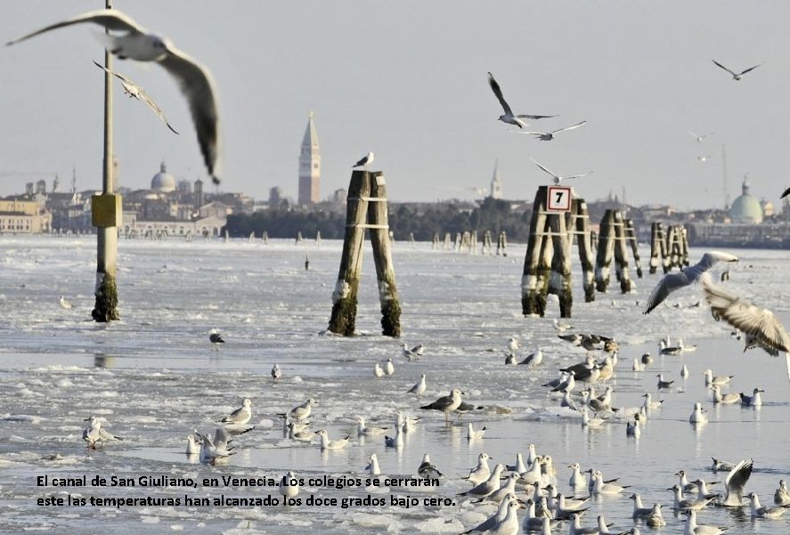 El canal de San Giuliano, en Venecia. Los colegios se cerrarán este las temperaturas