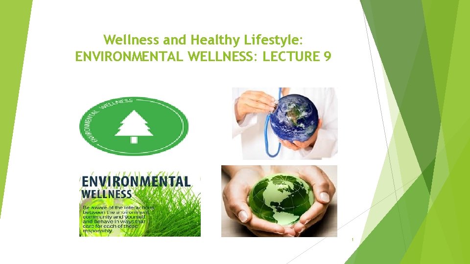 Wellness and Healthy Lifestyle: ENVIRONMENTAL WELLNESS: LECTURE 9 1 